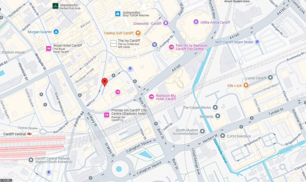 Map of Cardiff Marriott Hotel
